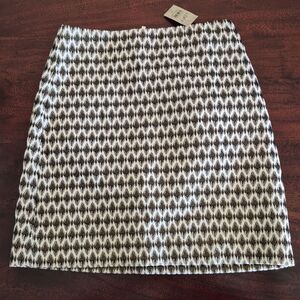 Loft Pencil Skirt, Abstract Design With Metallic Gold Threading & Back Zip Up